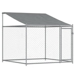 Dog Cage with Roof and Door Grey Galvanised Steel