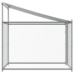 Dog Cage with Roof and Door Grey Galvanised Steel