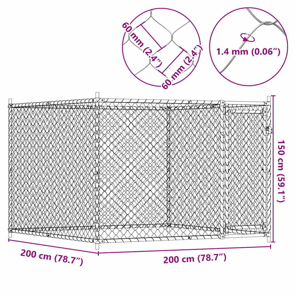 Dog Cage Galvanised Steel 2x2x1.5m Outdoor | HomeAndLiving