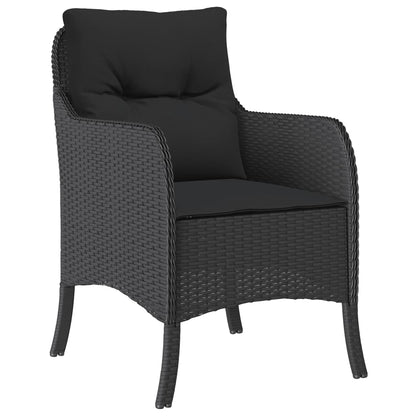 Shadow Haven: 5-Piece Garden Dining Set with Black Poly Rattan and Cushions