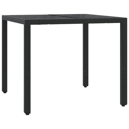 3-Piece Bistro Set in Black Poly Rattan with Cushions