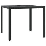 3-Piece Bistro Set in Black Poly Rattan with Cushions