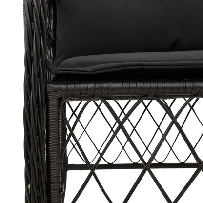 3 Piece Bistro Set with Cushions-Black