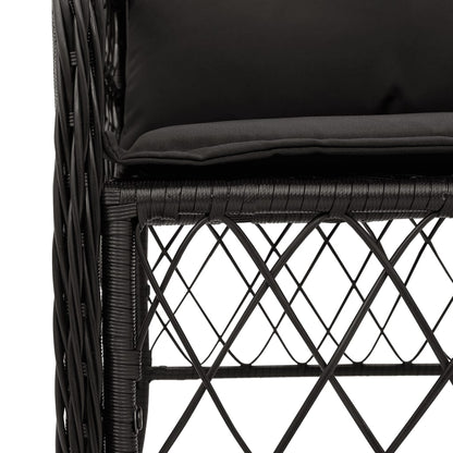 Shadow Haven: 5-Piece Outdoor Dining Set in Black Poly Rattan with Cushions
