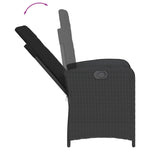 3-Piece Garden Dining Set in Black Poly Rattan with Cushions