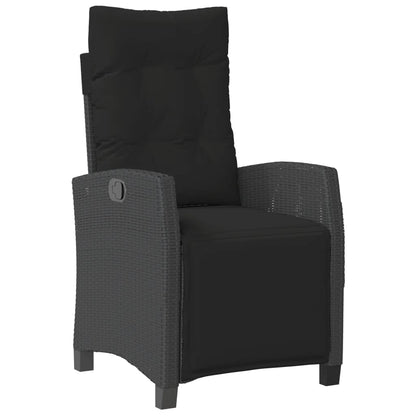 Charcoal Haven: 5-Piece Garden Dining Set with Black Poly Rattan and Cushions