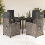 Slate Serenity: 5-Piece Garden Dining Set with Grey Poly Rattan and Cushions