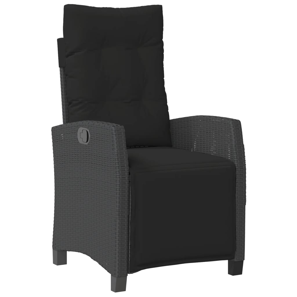 5 Piece Black Garden Dining Set with Cushions Poly Rattan