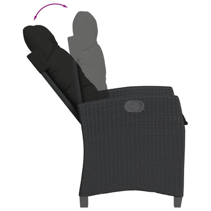 3-Piece Garden Dining Set with Cushions Black Poly Rattan