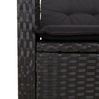 5-Piece Garden Dining Ensemble in Black Poly Rattan with Cushions