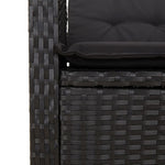 5-Piece Garden Dining Ensemble in Black Poly Rattan with Cushions