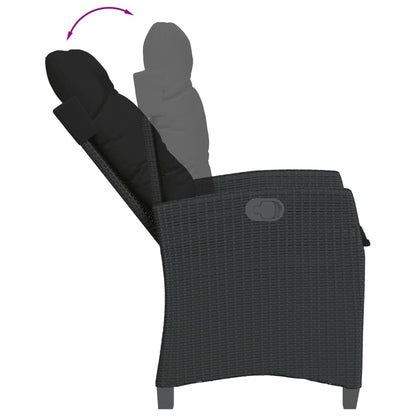 5 Piece Garden Dining Set with Cushions Black Poly Rattan Elegance
