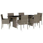 7 Piece Garden Dining Set with Cushions Grey