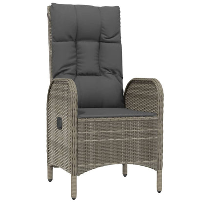 9 Piece Garden Dining Set with Cushions Grey Poly Rattan - 190×80×74cm