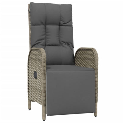 9 Piece Garden Dining Set with Cushions Grey Poly Rattan - 190×80×74cm