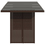 Garden Table with Glass Top Brown Poly Rattan