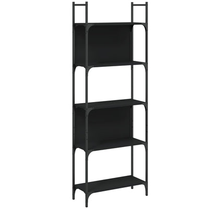 Bookshelf 5-Tier Black Engineered Wood