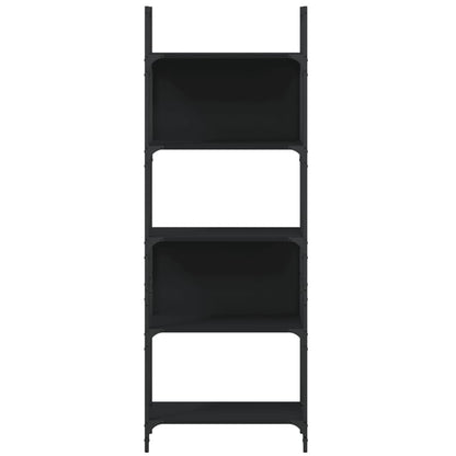 Bookshelf 5-Tier Black Engineered Wood