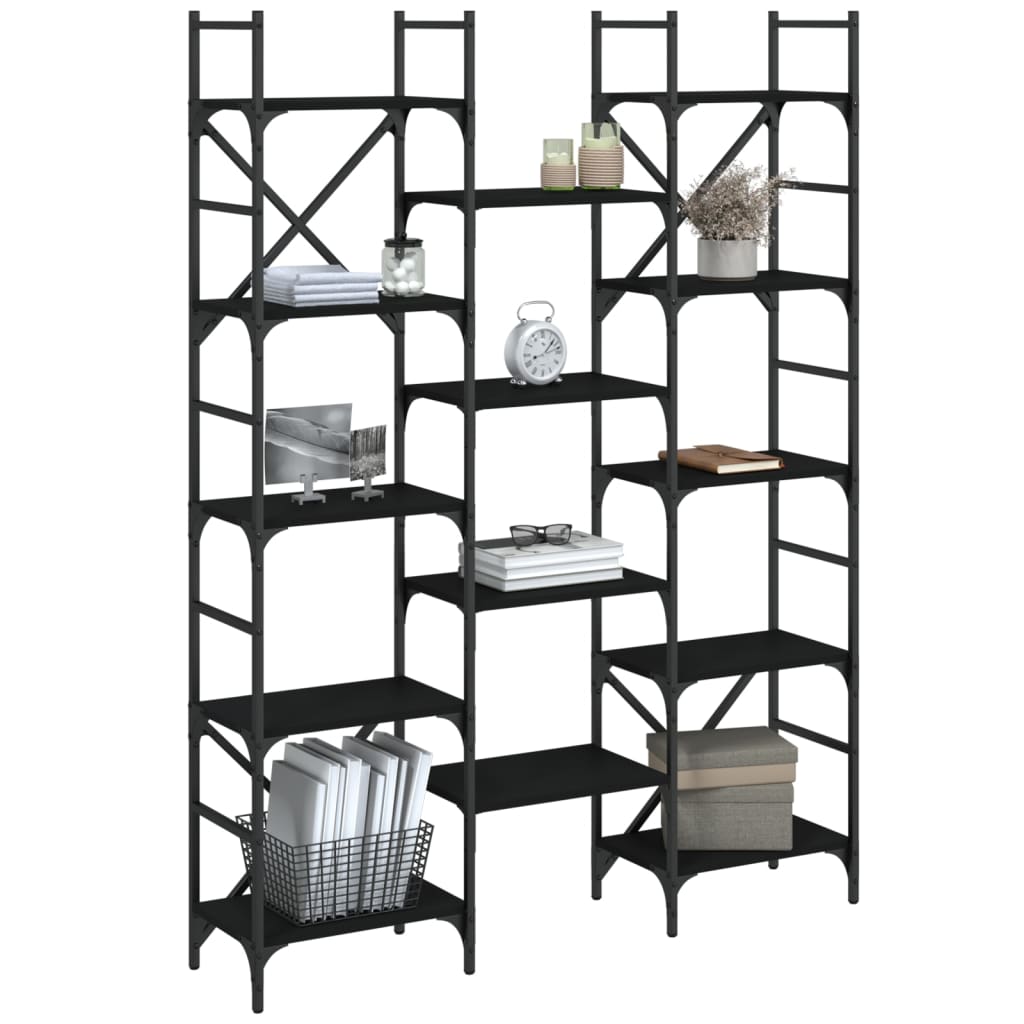 Bookshelf Black Engineered Wood