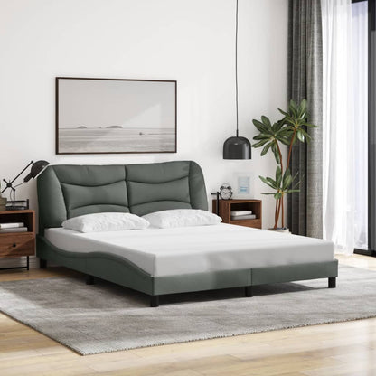 Queen Size Fabric Bed Frame with Headboard Dark Grey\Black