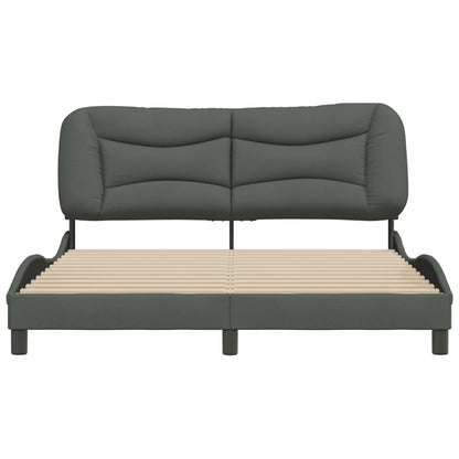Queen Size Fabric Bed Frame with Headboard Dark Grey\Black