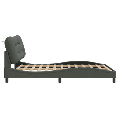 Queen Size Fabric Bed Frame with Headboard Dark Grey\Black