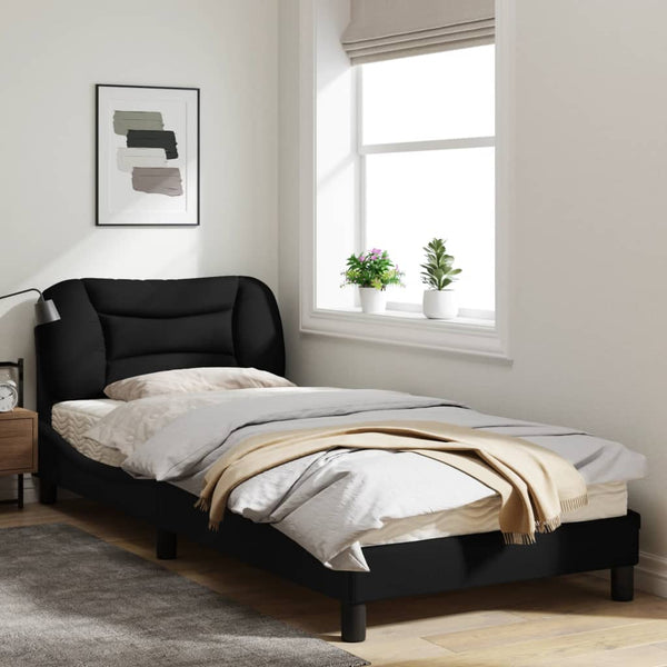  Bed Frame with Headboard Black Single Size Fabric