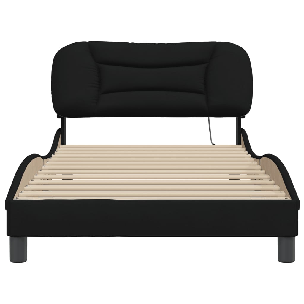 Bed Frame with Headboard Black King Single Size Fabric