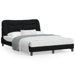 Bed Frame with Headboard Dark Grey Queen Size Fabric