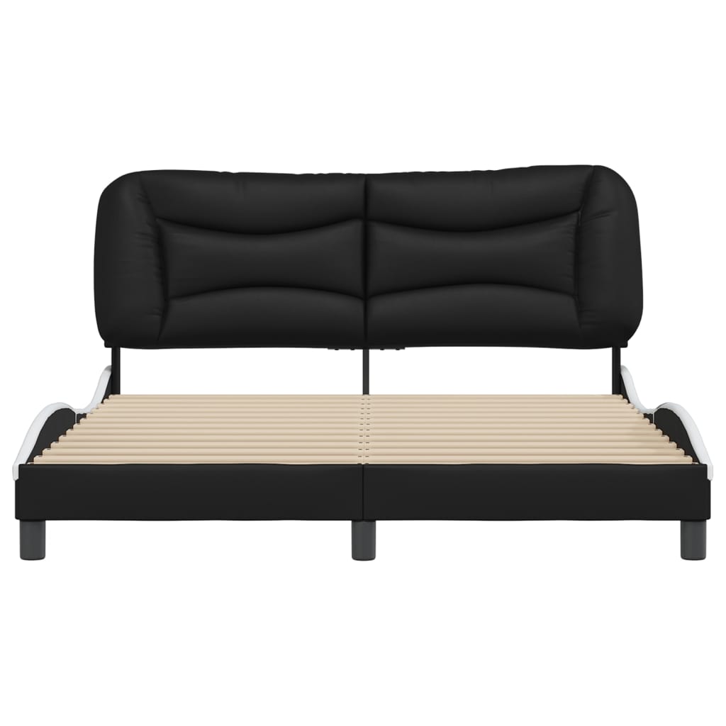 Bed Frame with Headboard Black and White Queen Size 
