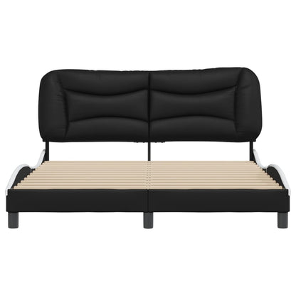 Bed Frame with Headboard Black and White Queen Size 