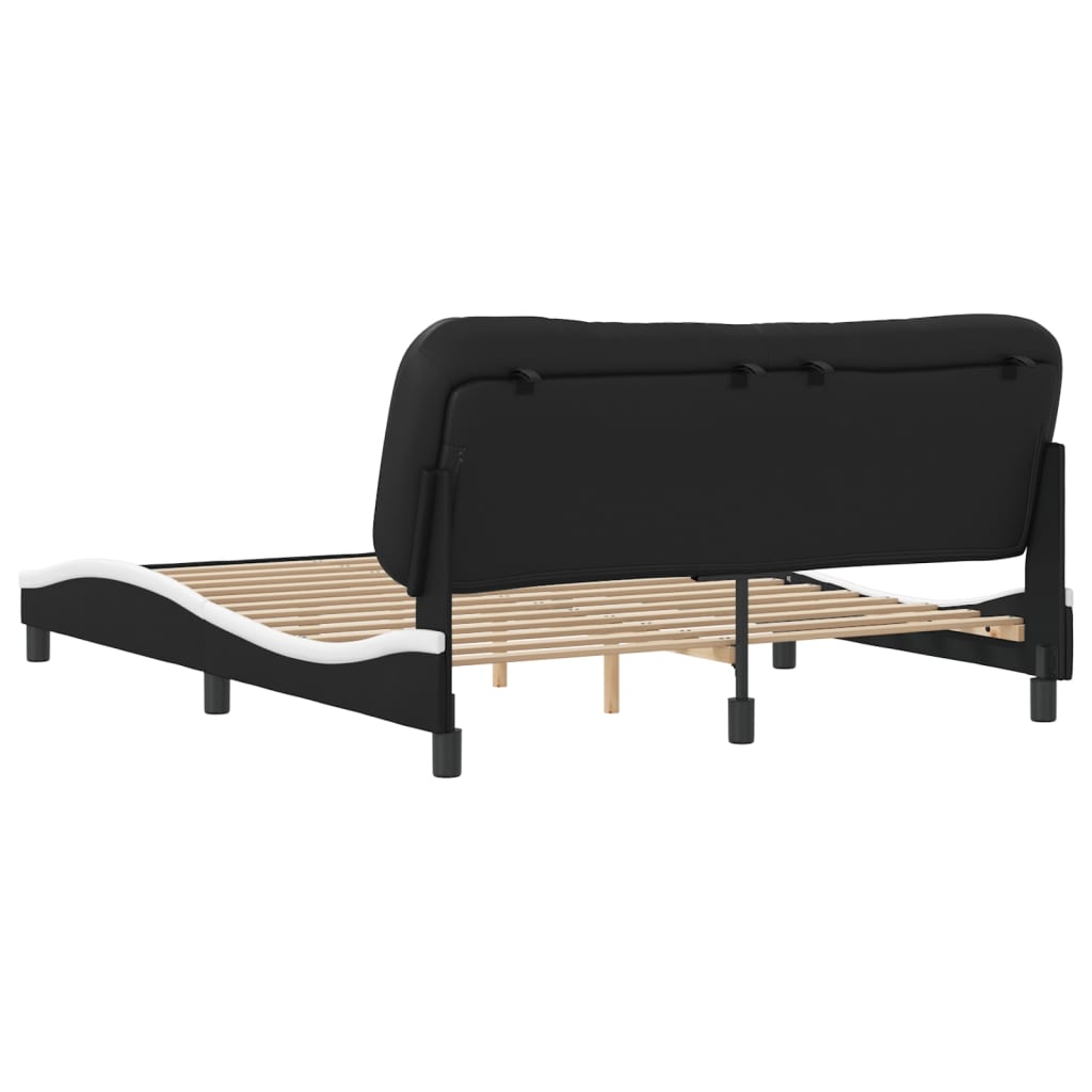 Bed Frame with Headboard Black and White Queen Size 