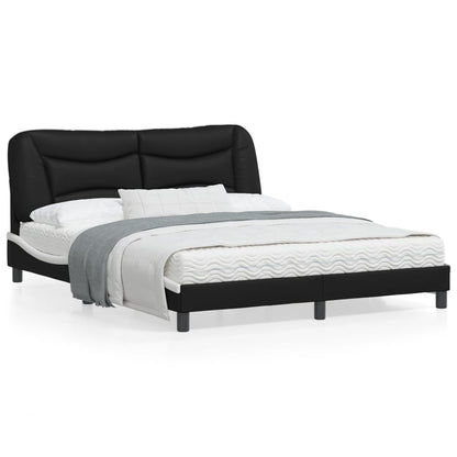 Bed Frame with Headboard Black and White Queen Size 