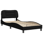 Bed Frame with LED Lights Black Fabric