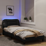 Bed Frame with LED Lights Black Fabric