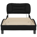 Bed Frame with LED Lights Black Fabric