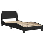 Bed Frame with LED Lights Black Fabric