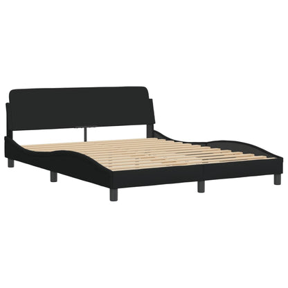 Queen Size Fabric Bed Frame with LED Lights Black/Grey
