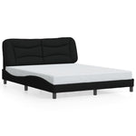 Queen Size Fabric Bed Frame with LED Lights Black/Grey