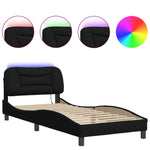 Bed Frame with LED Light Black - Fabric