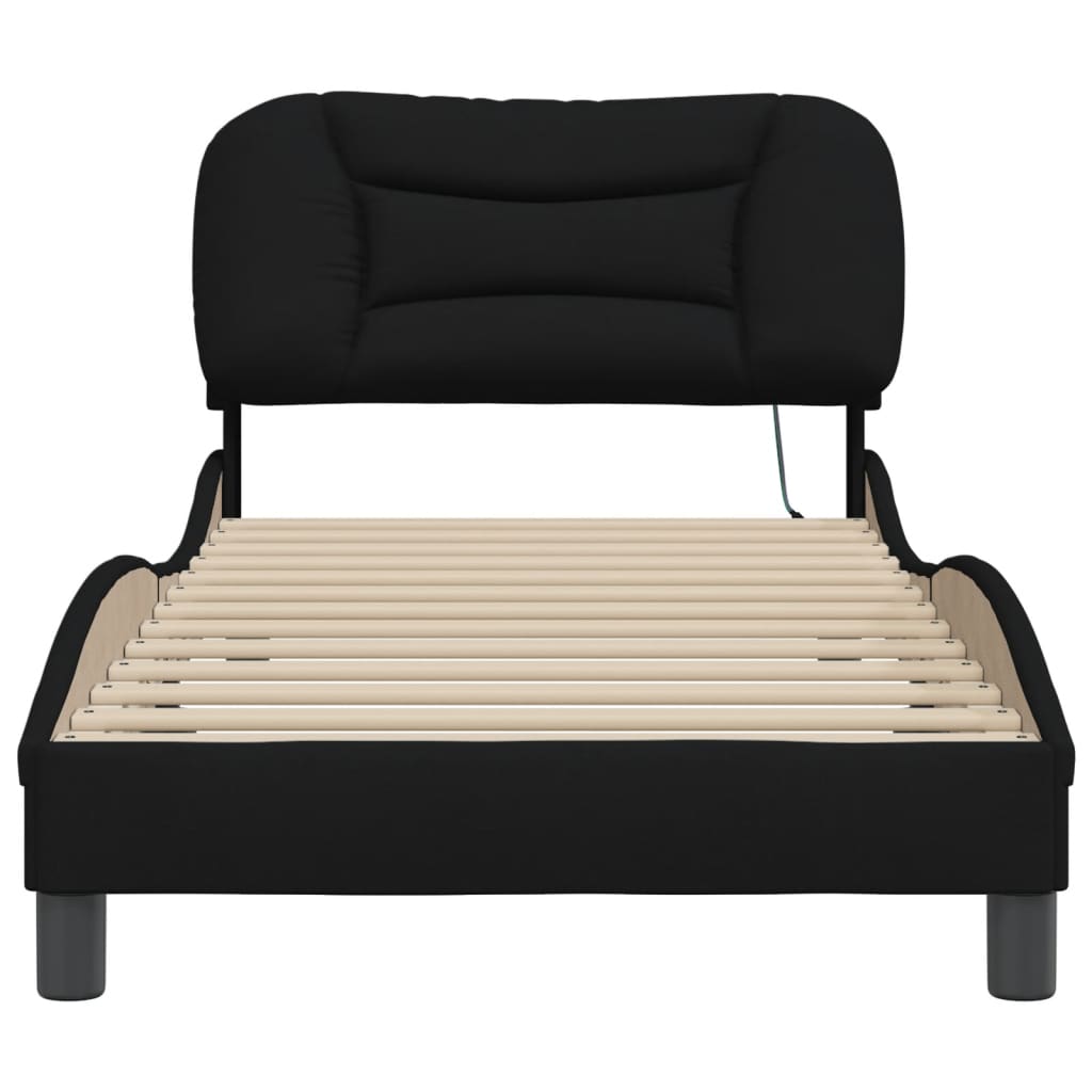 Bed Frame with LED Light Black - Fabric