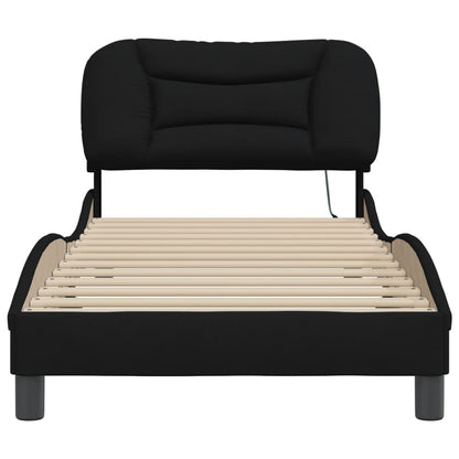 Bed Frame with LED Light Black - Fabric