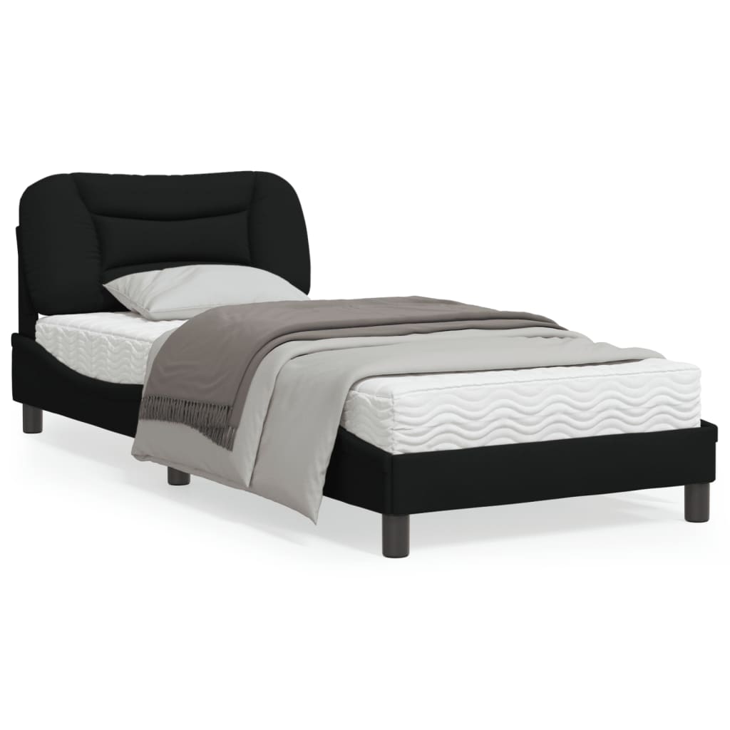 Bed Frame with LED Light Black - Fabric