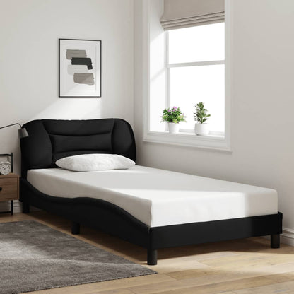 Bed Frame with LED Light Black-Fabric King Single