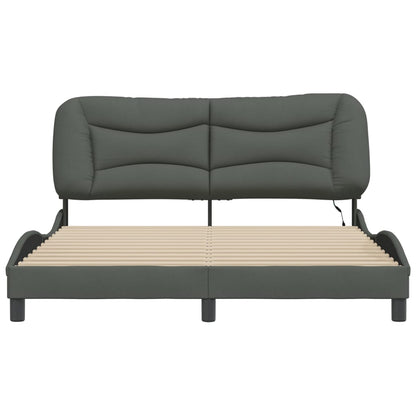 Bed Frame with LED Light Dark Grey Fabric