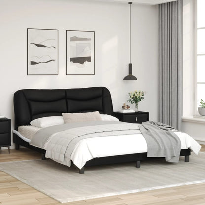 Bed Frame with LED Light Black and White 