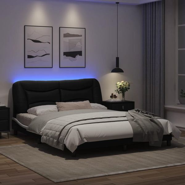  Bed Frame with LED Light Black and White