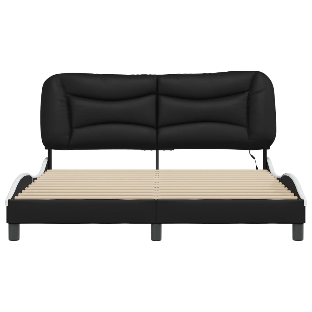 Bed Frame with LED Light Black and White 