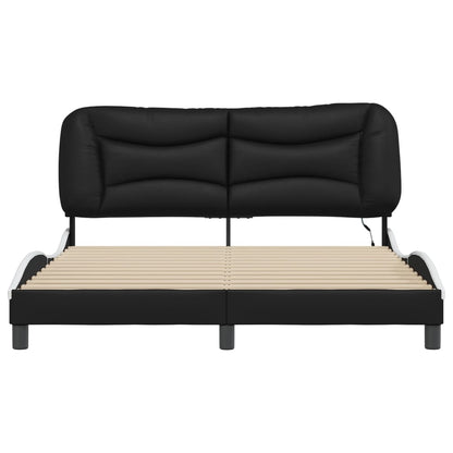 Bed Frame with LED Light Black and White 