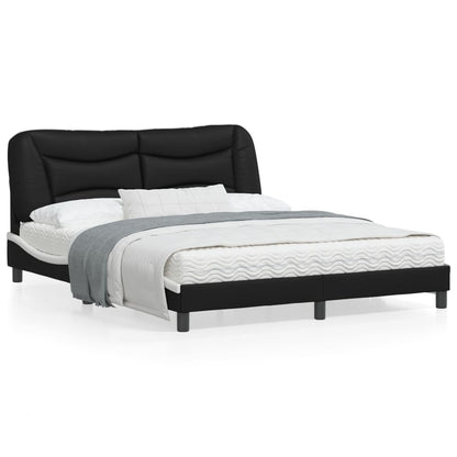 Bed Frame with LED Light Black and White 